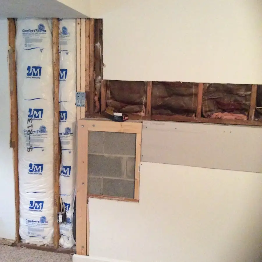 Wall insulation replacement during Structural Drying in Rostraver